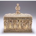 A GERMAN ARCHEOLOGICAL REVIVAL PARCEL-GILT SILVER CASKET