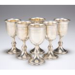 A SET OF SIX GEORGE V SILVER SMALL GOBLETS