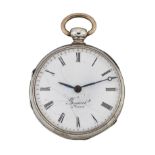 A WHITE METAL BREGUET POCKET WATCH