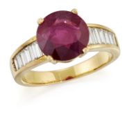 A RUBY AND DIAMOND RING