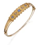 A LATE VICTORIAN SAPPHIRE AND DIAMOND BANGLE