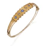 A LATE VICTORIAN SAPPHIRE AND DIAMOND BANGLE