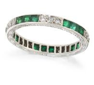 AN EMERALD AND DIAMOND ETERNITY RING