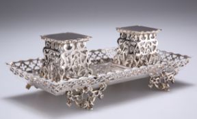 A VICTORIAN SILVER INKSTAND