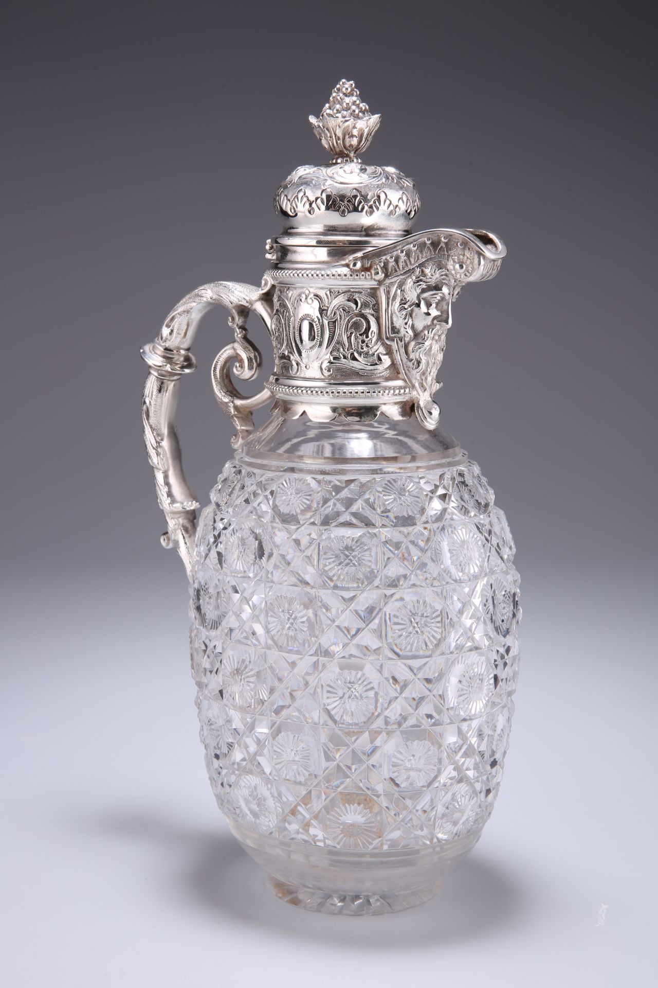 A SILVER-PLATE MOUNTED CUT-GLASS CLARET JUG - Image 2 of 3