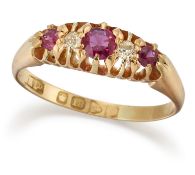 A VICTORIAN 18 CARAT GOLD RUBY AND DIAMOND RING