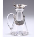 A GEORGE V SILVER-MOUNTED GLASS WHISKY NOGGIN