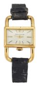 A LADY'S 18 CARAT GOLD JAEGER LE COULTRE STRAP WATCH