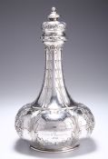 AN INDIAN COLONIAL SILVER DECANTER AND STOPPER