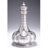 AN INDIAN COLONIAL SILVER DECANTER AND STOPPER