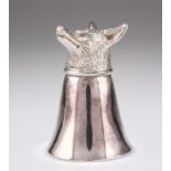 A SILVER-PLATED FOX HEAD STIRRUP CUP