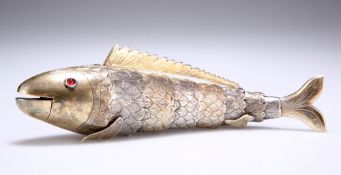 A CHINESE TWO-TONE SILVER ARTICULATED MODEL OF A FISH