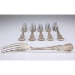 A SET OF SIX WILLIAM IV IRISH SILVER TABLE FORKS