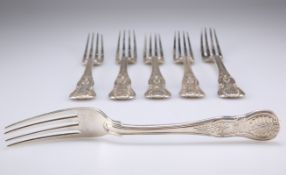 A SET OF SIX WILLIAM IV IRISH SILVER TABLE FORKS