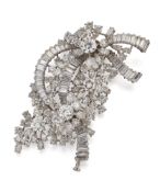 A DIAMOND EN TREMBLANT DIAMOND FLORAL SPRAY BROOCH