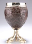 A GEORGE III SILVER-MOUNTED COCONUT CUP
