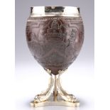 A GEORGE III SILVER-MOUNTED COCONUT CUP