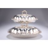 A PAIR OF 19TH CENTURY SILVER-PLATED ENTREE DISHES