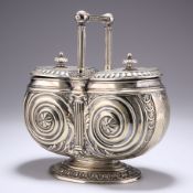 A VICTORIAN SILVER-PLATED BISCUIT BOX
