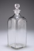 A SQUARE CUT-GLASS DECANTER, LATE 18th CENTURY