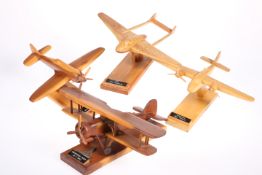 FOUR WOODEN AVIATION MODELS