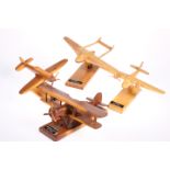 FOUR WOODEN AVIATION MODELS