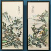 A PAIR OF CHINESE PAINTED SILK PICTURES