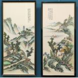 A PAIR OF CHINESE PAINTED SILK PICTURES