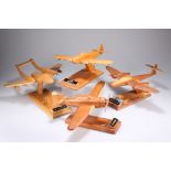 FOUR WOODEN HAND CARVED AVIATION MODELS