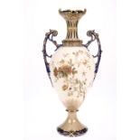 AN ERNST WAHLLIS TWIN HANDLED PORCELAIN VASE