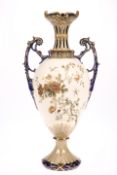 AN ERNST WAHLLIS TWIN HANDLED PORCELAIN VASE