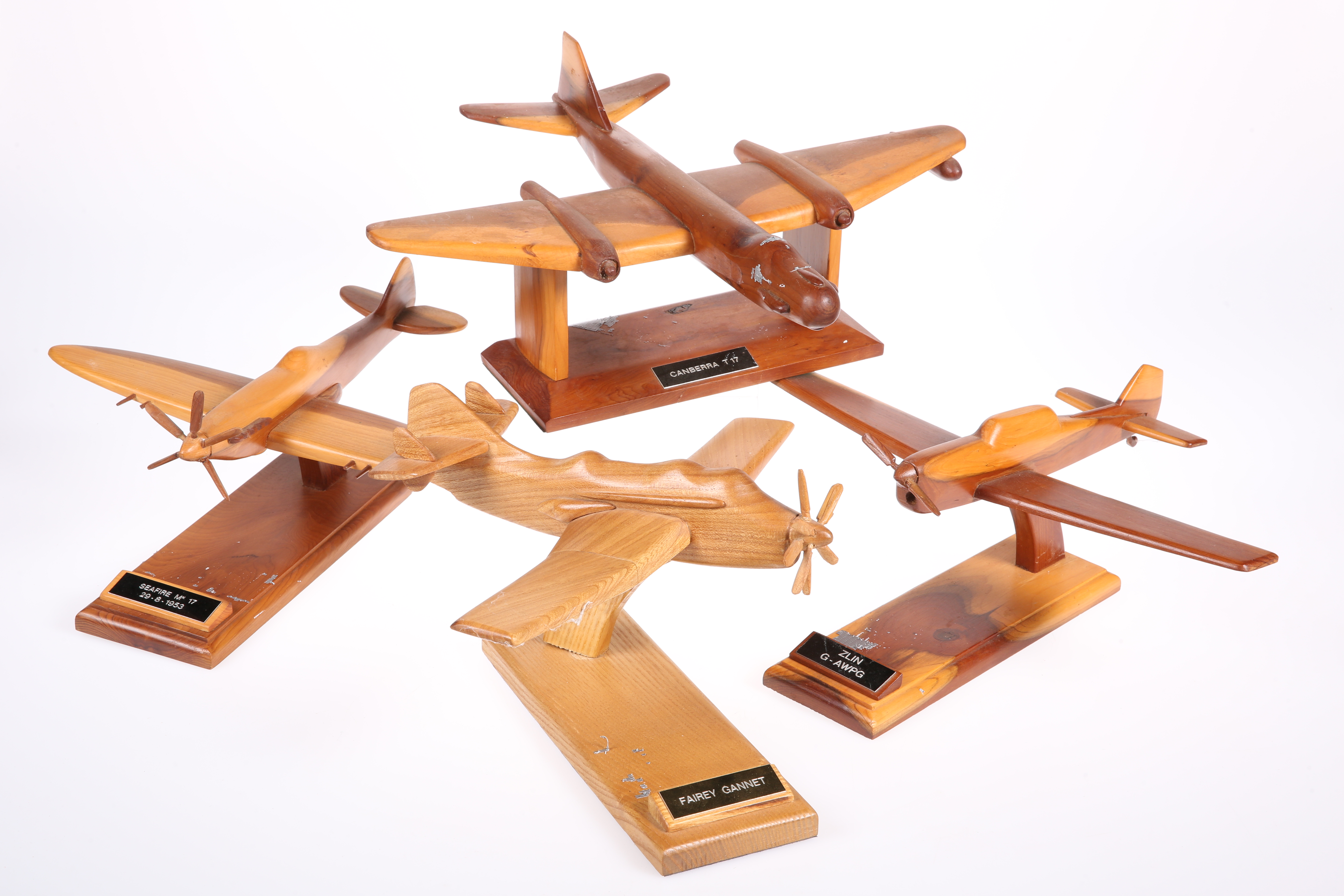 FOUR WOODEN AVIATION MODELS