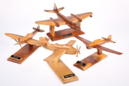 FOUR WOODEN AVIATION MODELS