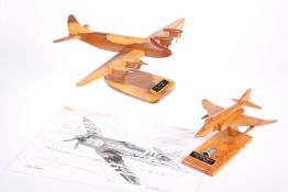 TWO WOODEN AVIATION MODELS ETC.