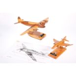 TWO WOODEN AVIATION MODELS ETC.