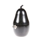 AN EBONISED PEAR-SHAPED TEA CADDY