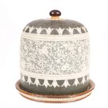 A DOULTON LAMBETH STONEWARE CHEESE DOME AND UNDERPLATE