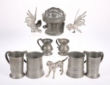 A VICTORIAN PEWTER THREE SECTION JELLY MOULD