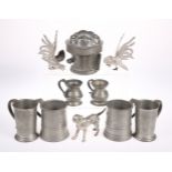 A VICTORIAN PEWTER THREE SECTION JELLY MOULD