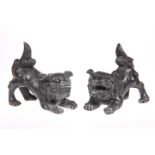 A PAIR OF CHINESE BRONZE MODELS OF FOO DOGS