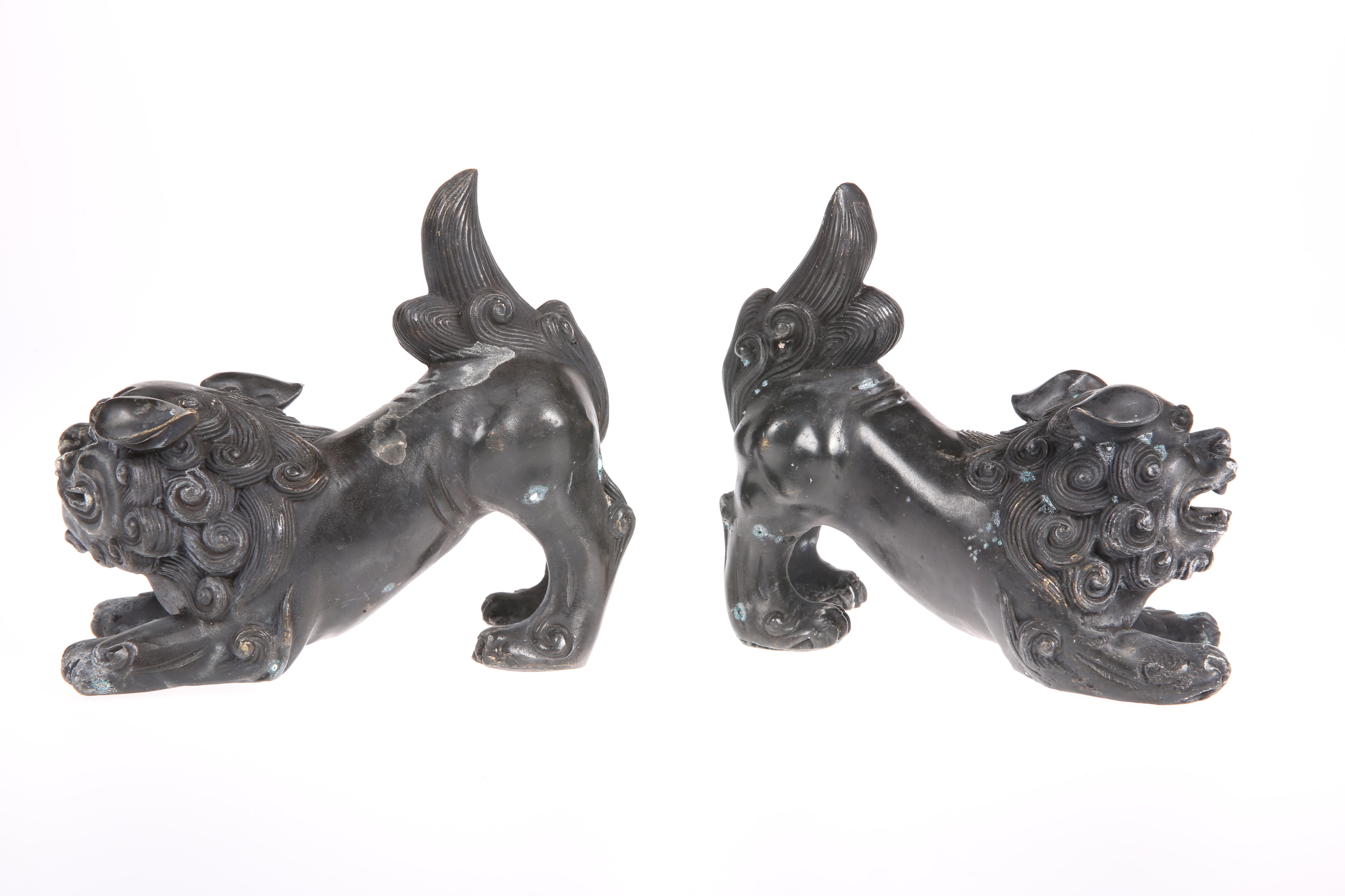 A PAIR OF CHINESE BRONZE MODELS OF FOO DOGS - Image 2 of 2