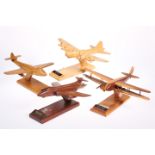 FOUR WOODEN AVIATION MODELS