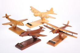 FOUR WOODEN AVIATION MODELS