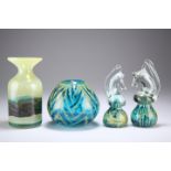 FOUR PIECES OF MDINA GLASS