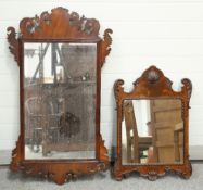 A GEORGE III CARVED MAHOGANY FRETWORK WALL MIRROR