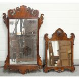 A GEORGE III CARVED MAHOGANY FRETWORK WALL MIRROR