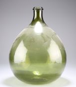 A 20TH CENTURY FRENCH GREEN GLASS DEMIJOHN