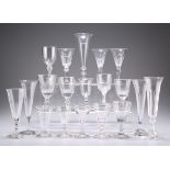 A GROUP OF NINETEEN 18TH CENTURY AND LATER WINE GLASSES