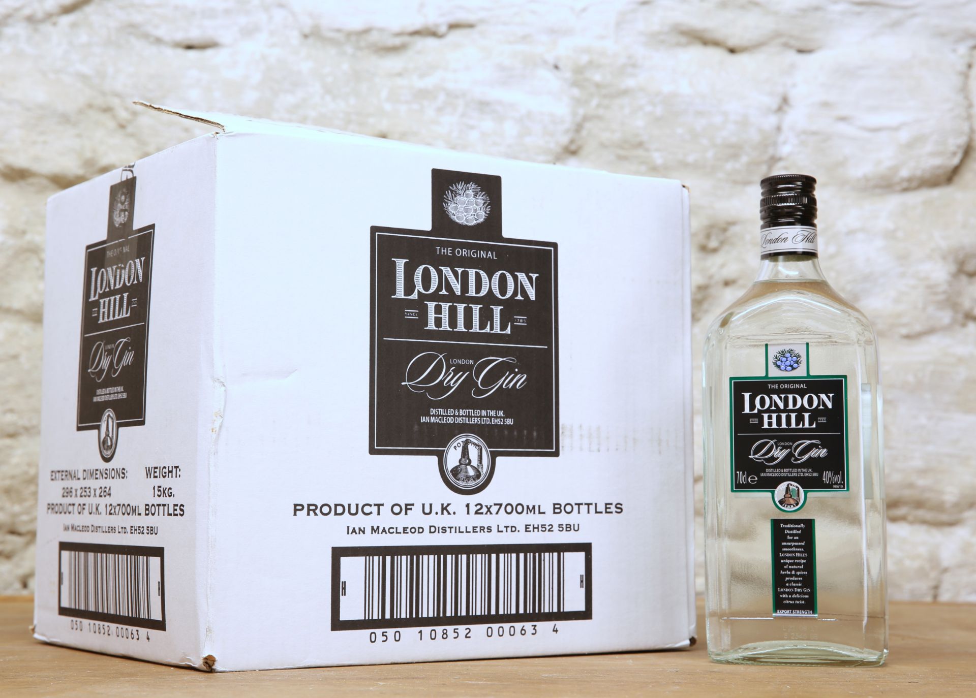 12 BOTTLES CASE 'THE ORIGINAL' LONDON HILL LONDON DRY GIN