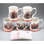 FIVE BONE CHINA TANKARDS CREATED FOR THE ARMY BENEVOLENT FUND BY DANBURY MINT